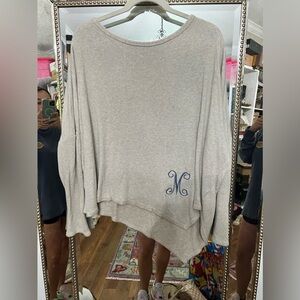 “M” monogrammed tunic; boutique brand-no size fits like a medium/large